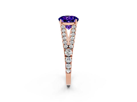 Rose gold Round Cut Cut Split Shank Pave Diamond Engagement Ring with Four-Prong Setting_2