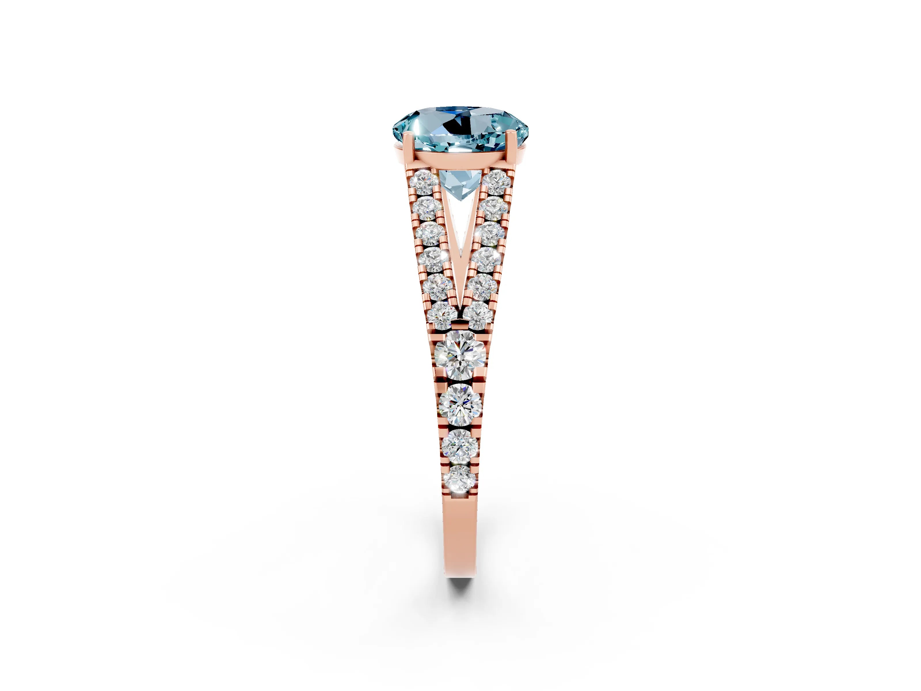 Rose gold Round Cut Cut Split Shank Pave Diamond Engagement Ring with Four-Prong Setting_2
