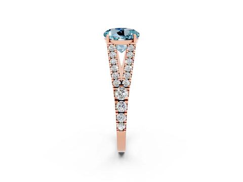 Rose gold Round Cut Cut Split Shank Pave Diamond Engagement Ring with Four-Prong Setting_2