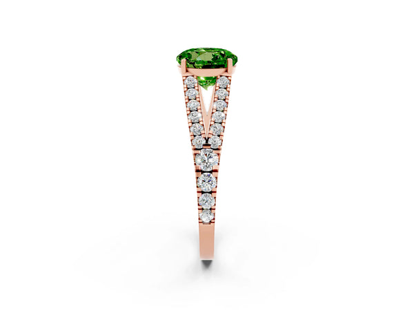 Rose gold Round Cut Cut Split Shank Pave Diamond Engagement Ring with Four-Prong Setting
