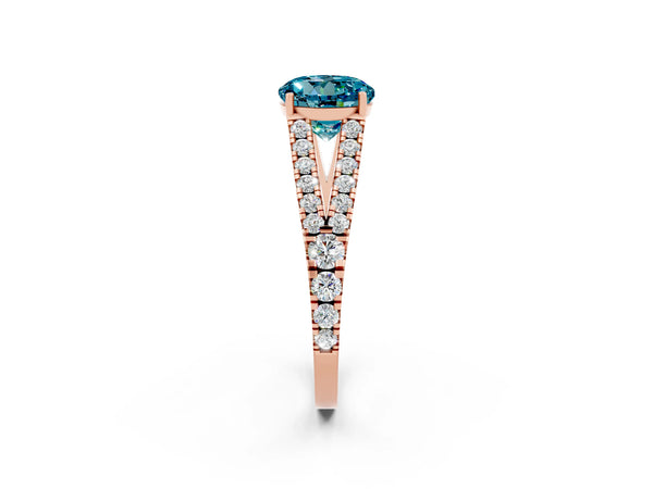 Rose gold Round Cut Cut Split Shank Pave Diamond Engagement Ring with Four-Prong Setting