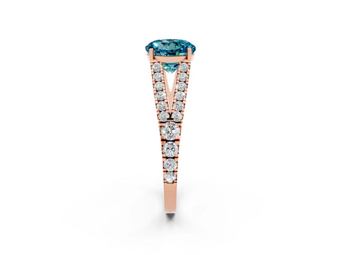 Rose gold Round Cut Cut Split Shank Pave Diamond Engagement Ring with Four-Prong Setting_2