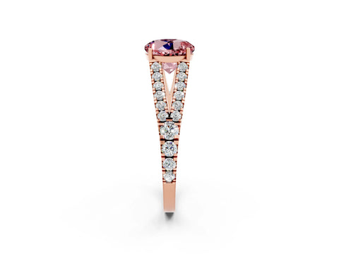 Rose gold Round Cut Cut Split Shank Pave Diamond Engagement Ring with Four-Prong Setting_2