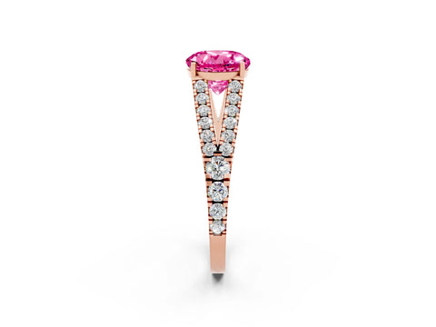 Rose gold Round Cut Cut Split Shank Pave Diamond Engagement Ring with Four-Prong Setting_2