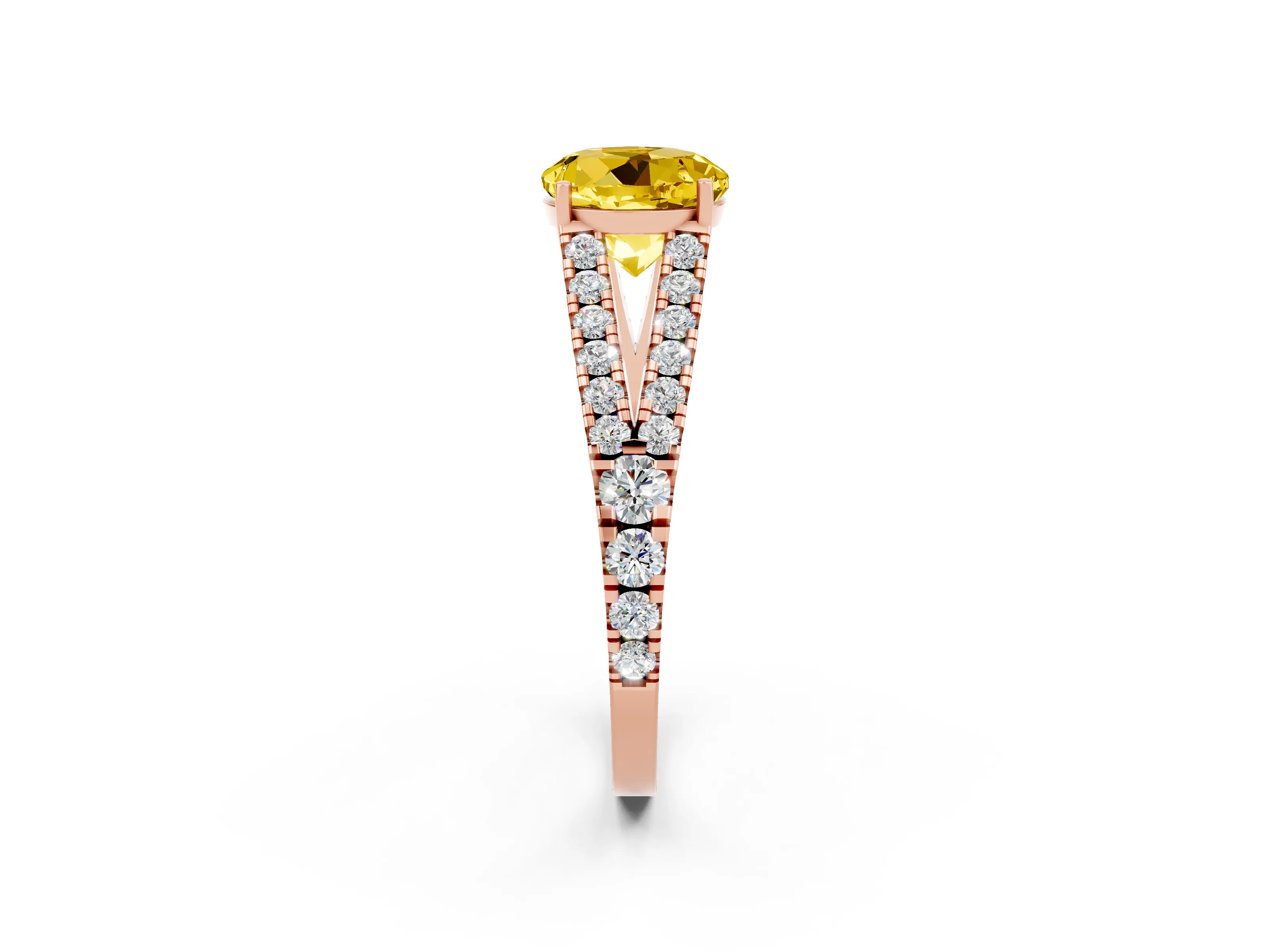 Rose gold Round Cut Cut Split Shank Pave Diamond Engagement Ring with Four-Prong Setting_2