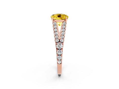 Rose gold Round Cut Cut Split Shank Pave Diamond Engagement Ring with Four-Prong Setting_2