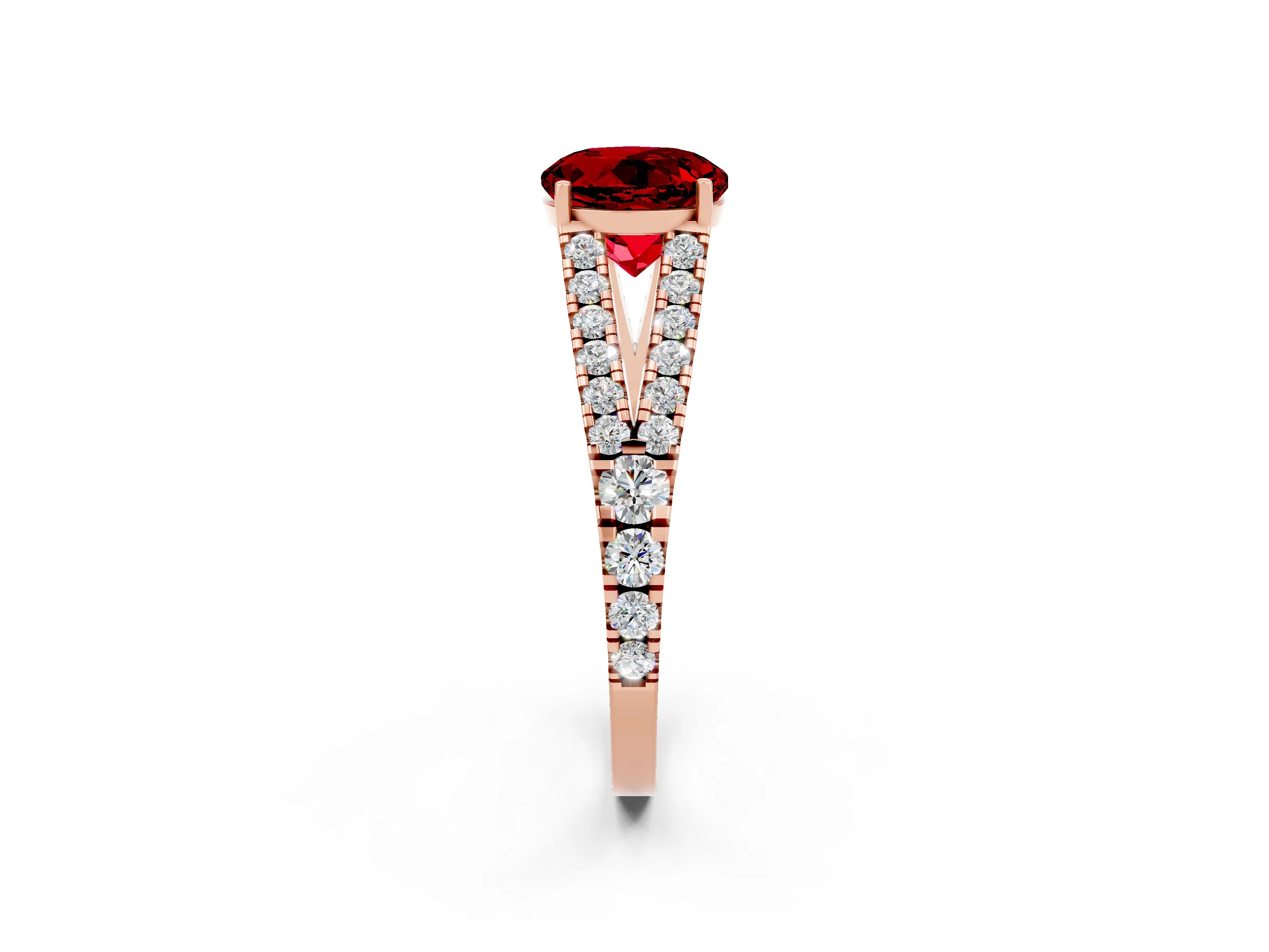 Rose gold Round Cut Cut Split Shank Pave Diamond Engagement Ring with Four-Prong Setting_2