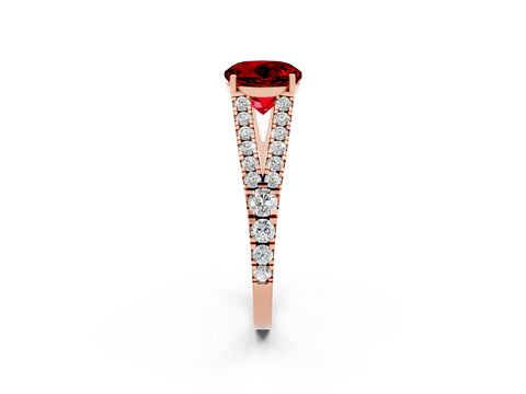 Rose gold Round Cut Cut Split Shank Pave Diamond Engagement Ring with Four-Prong Setting_2