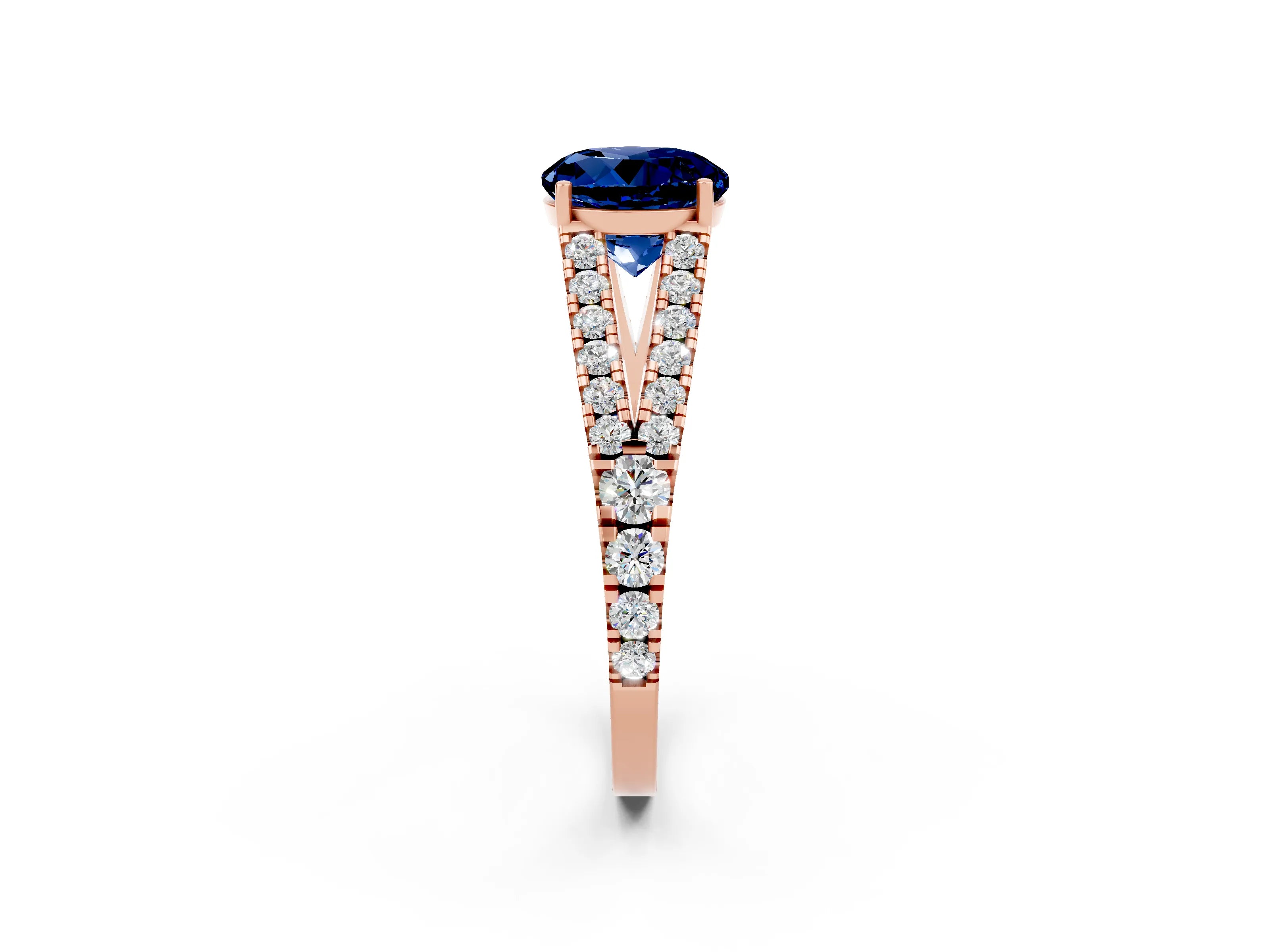 Rose gold Round Cut Cut Split Shank Pave Diamond Engagement Ring with Four-Prong Setting_2