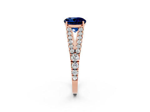 Rose gold Round Cut Cut Split Shank Pave Diamond Engagement Ring with Four-Prong Setting_2