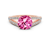 Rose gold Round Cut Cut Split Shank Pave Diamond Engagement Ring with Four-Prong Setting