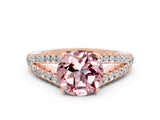 Rose gold Round Cut Cut Split Shank Pave Diamond Engagement Ring with Four-Prong Setting