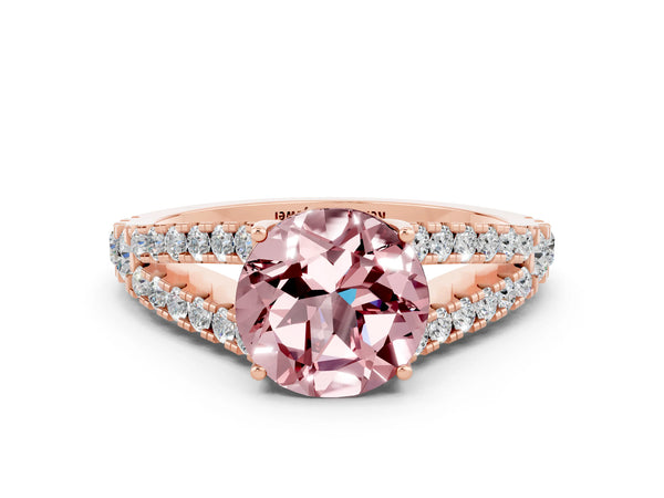 Rose gold Round Cut Cut Split Shank Pave Diamond Engagement Ring with Four-Prong Setting