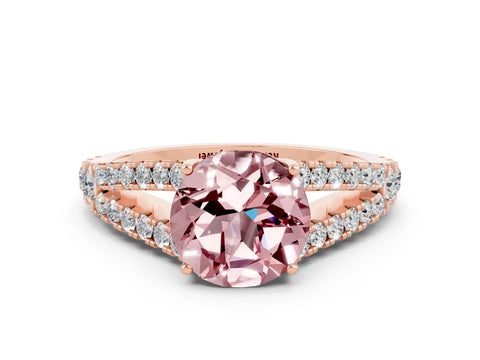 Rose gold Round Cut Cut Split Shank Pave Diamond Engagement Ring with Four-Prong Setting