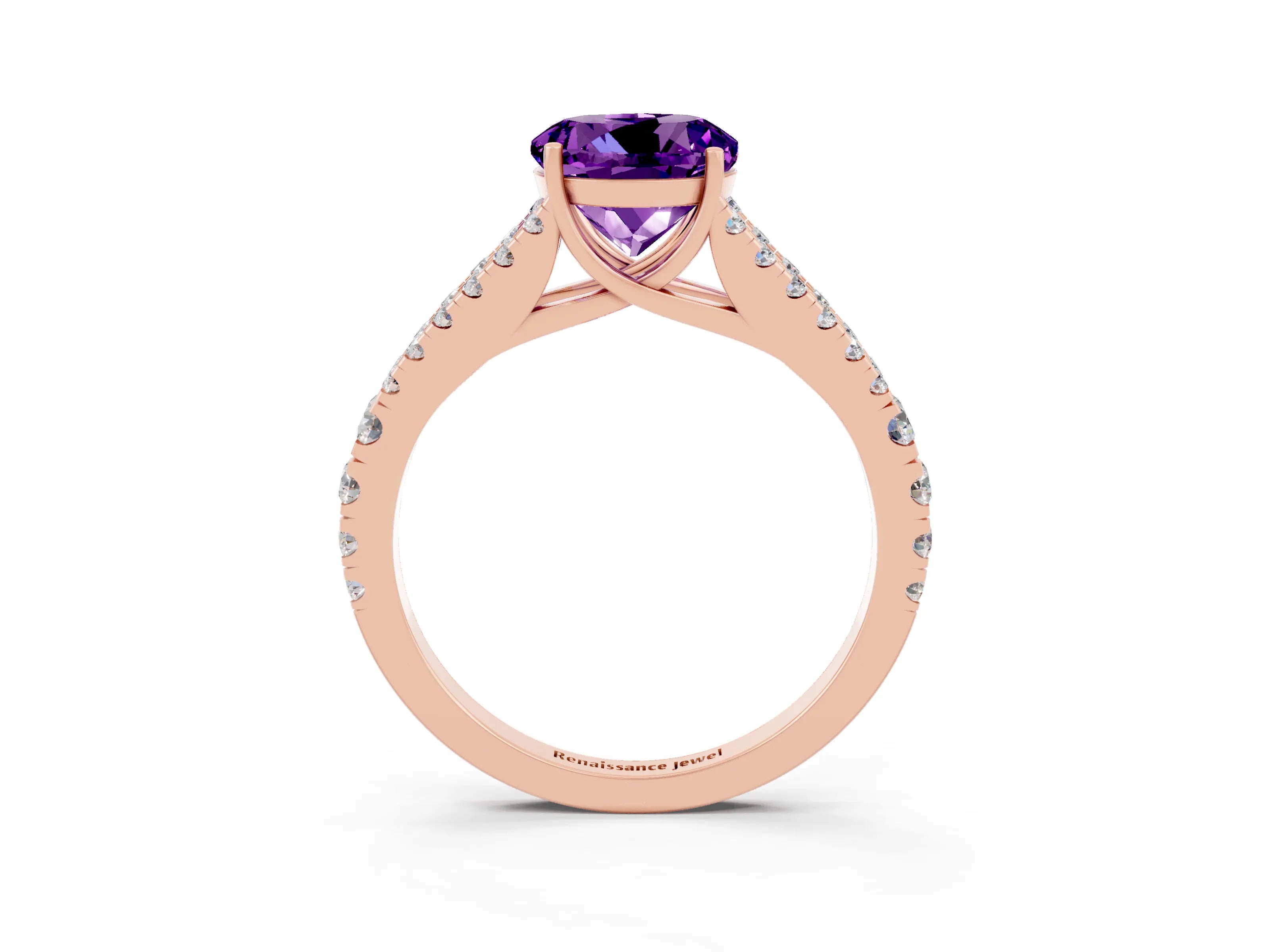 Rose gold Round Cut Cut Split Shank Pave Diamond Engagement Ring with Four-Prong Setting_3