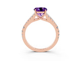 Rose gold Round Cut Cut Split Shank Pave Diamond Engagement Ring with Four-Prong Setting_3