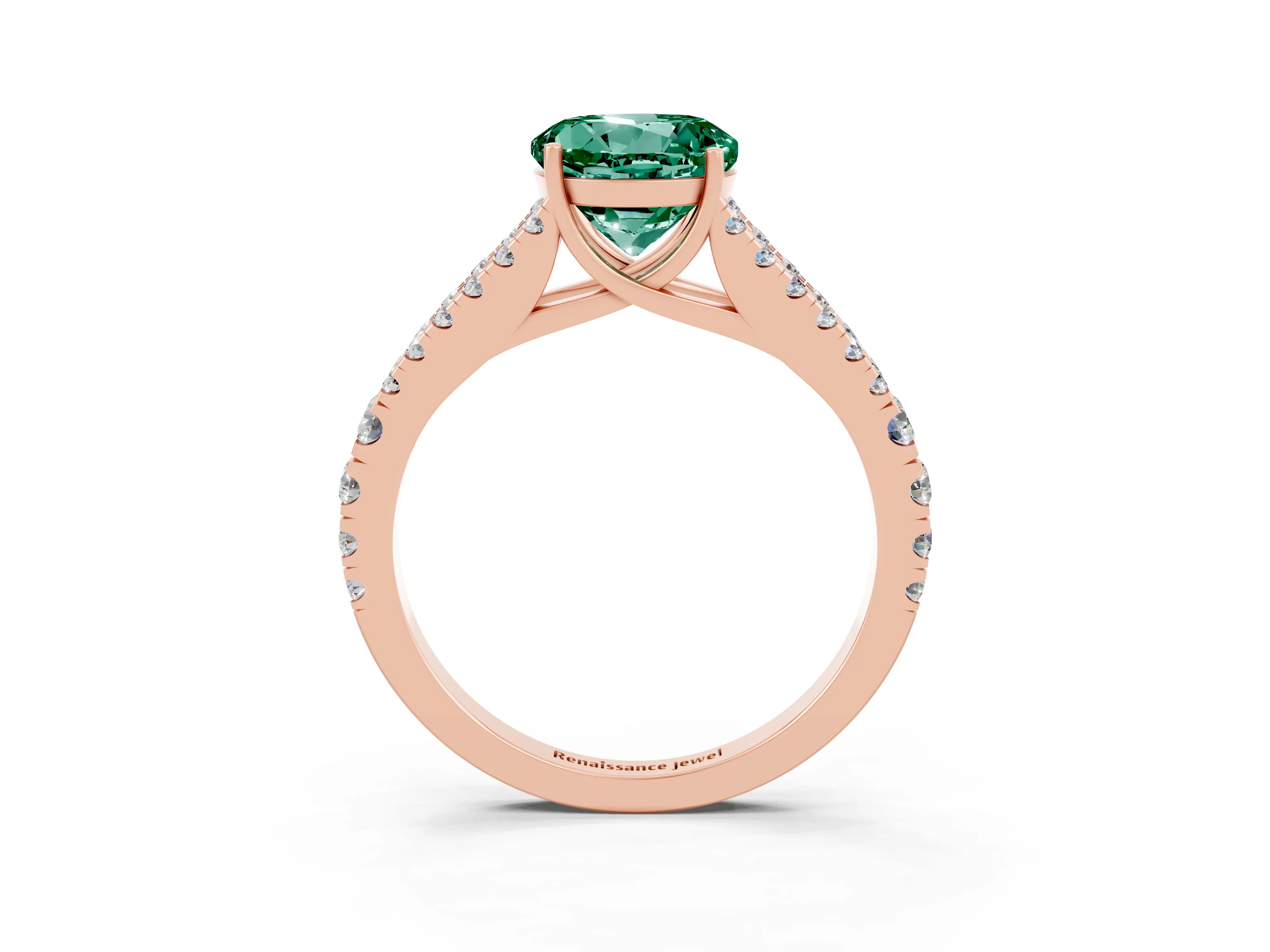 Rose gold Round Cut Cut Split Shank Pave Diamond Engagement Ring with Four-Prong Setting_3