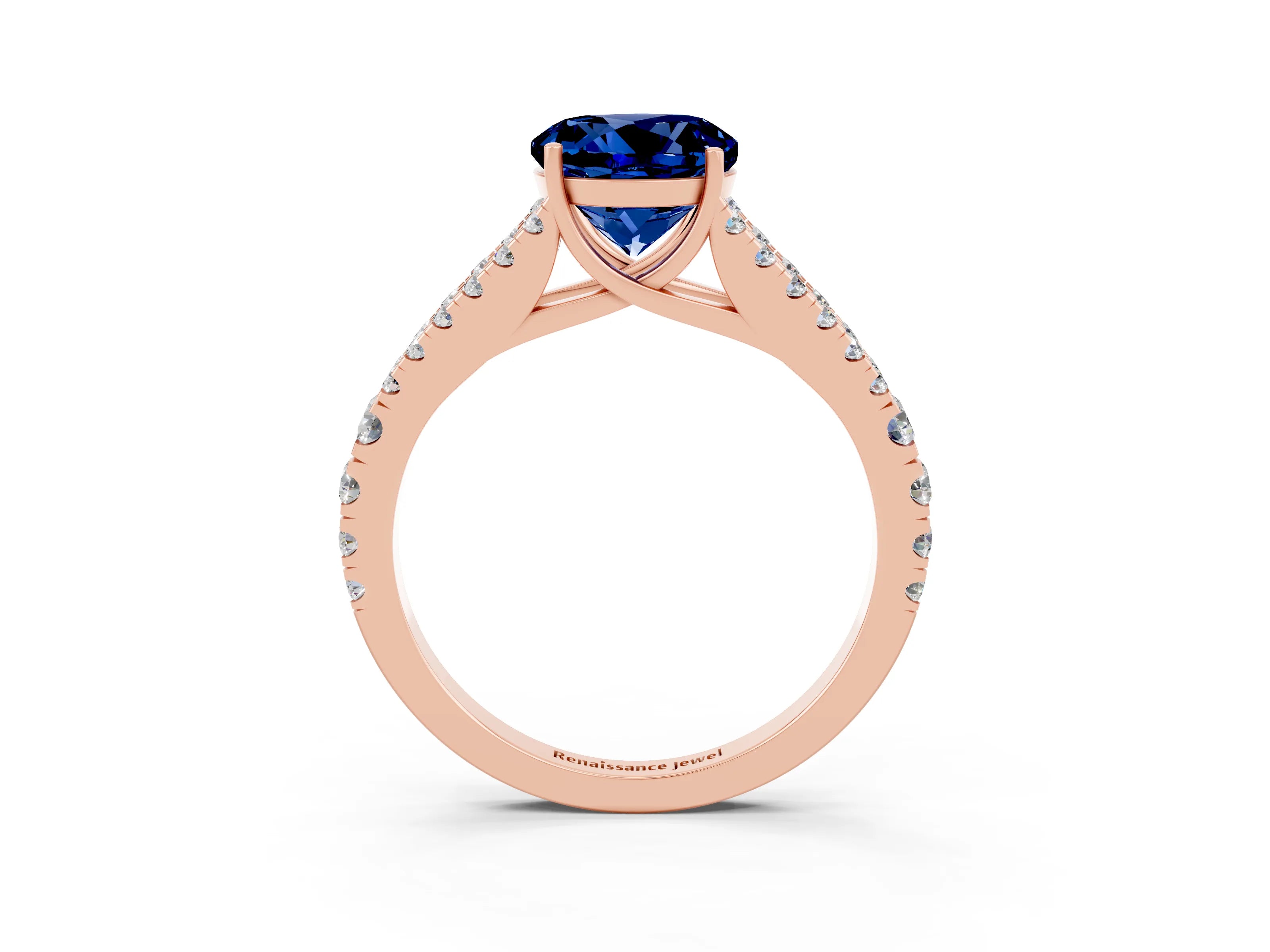 Rose gold Round Cut Cut Split Shank Pave Diamond Engagement Ring with Four-Prong Setting_3