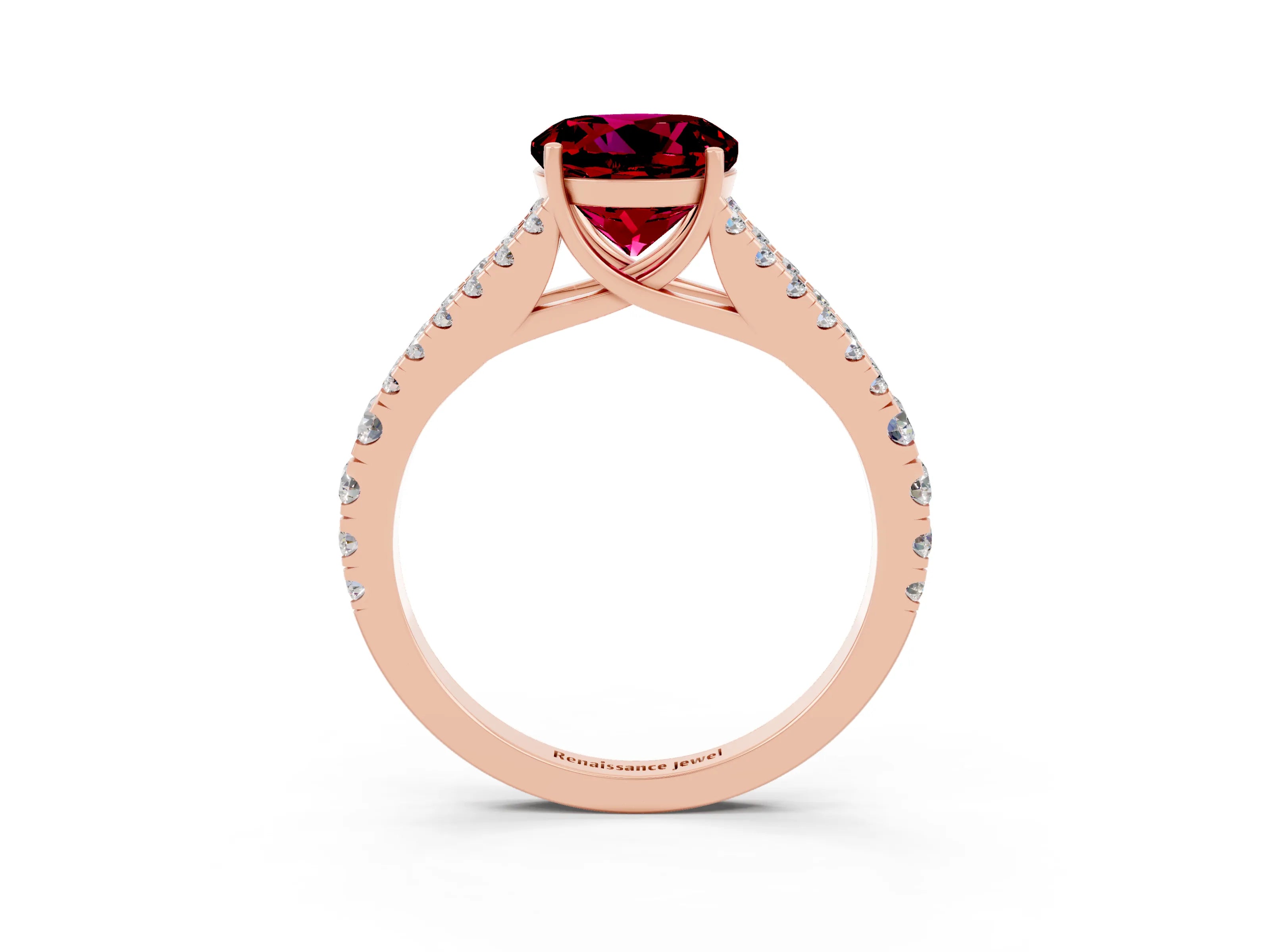 Rose gold Round Cut Cut Split Shank Pave Diamond Engagement Ring with Four-Prong Setting_3