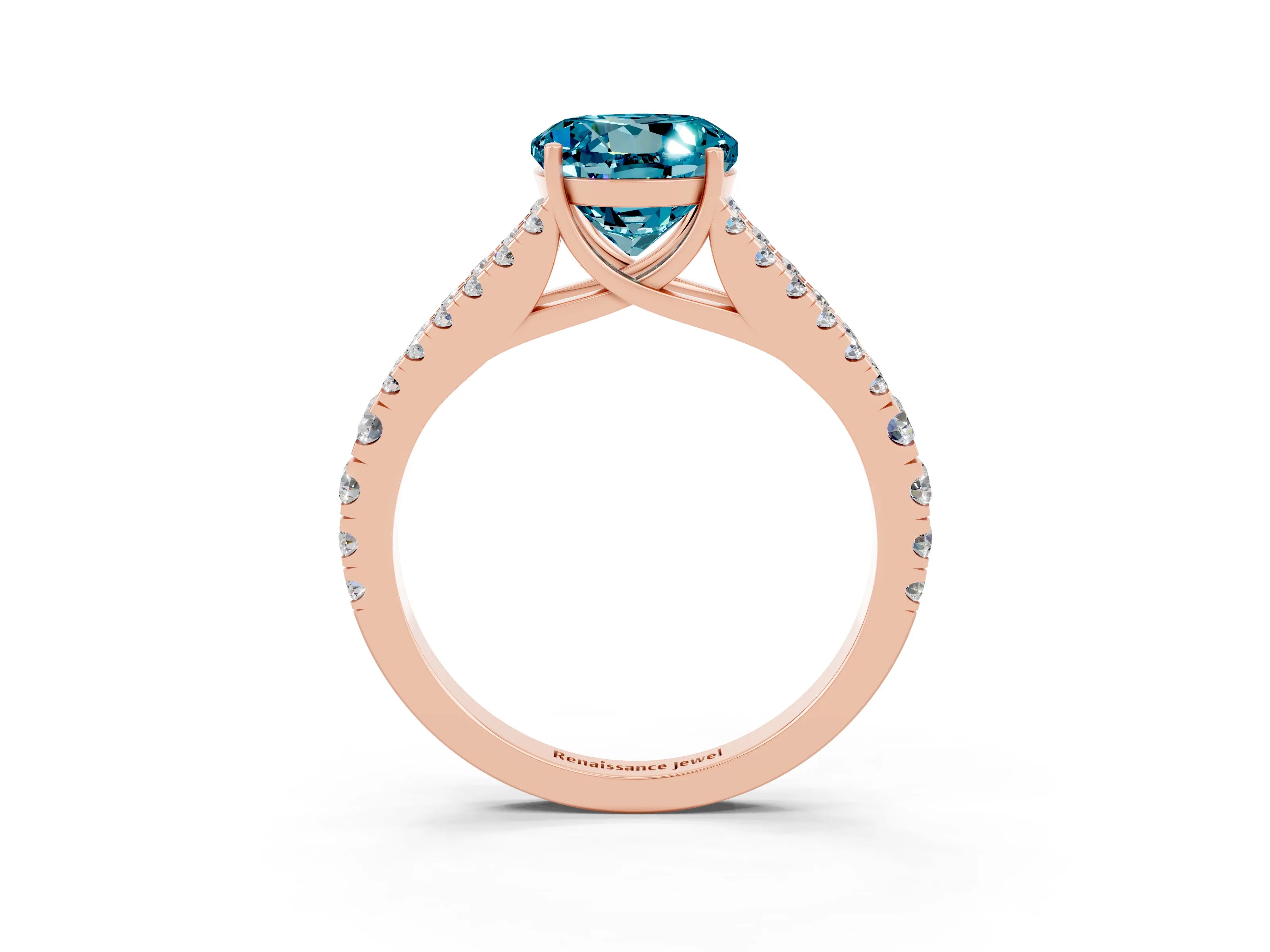 Rose gold Round Cut Cut Split Shank Pave Diamond Engagement Ring with Four-Prong Setting_3