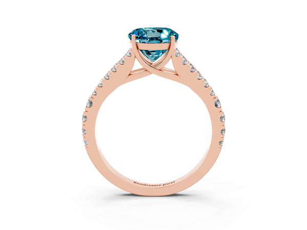 Rose gold Round Cut Cut Split Shank Pave Diamond Engagement Ring with Four-Prong Setting