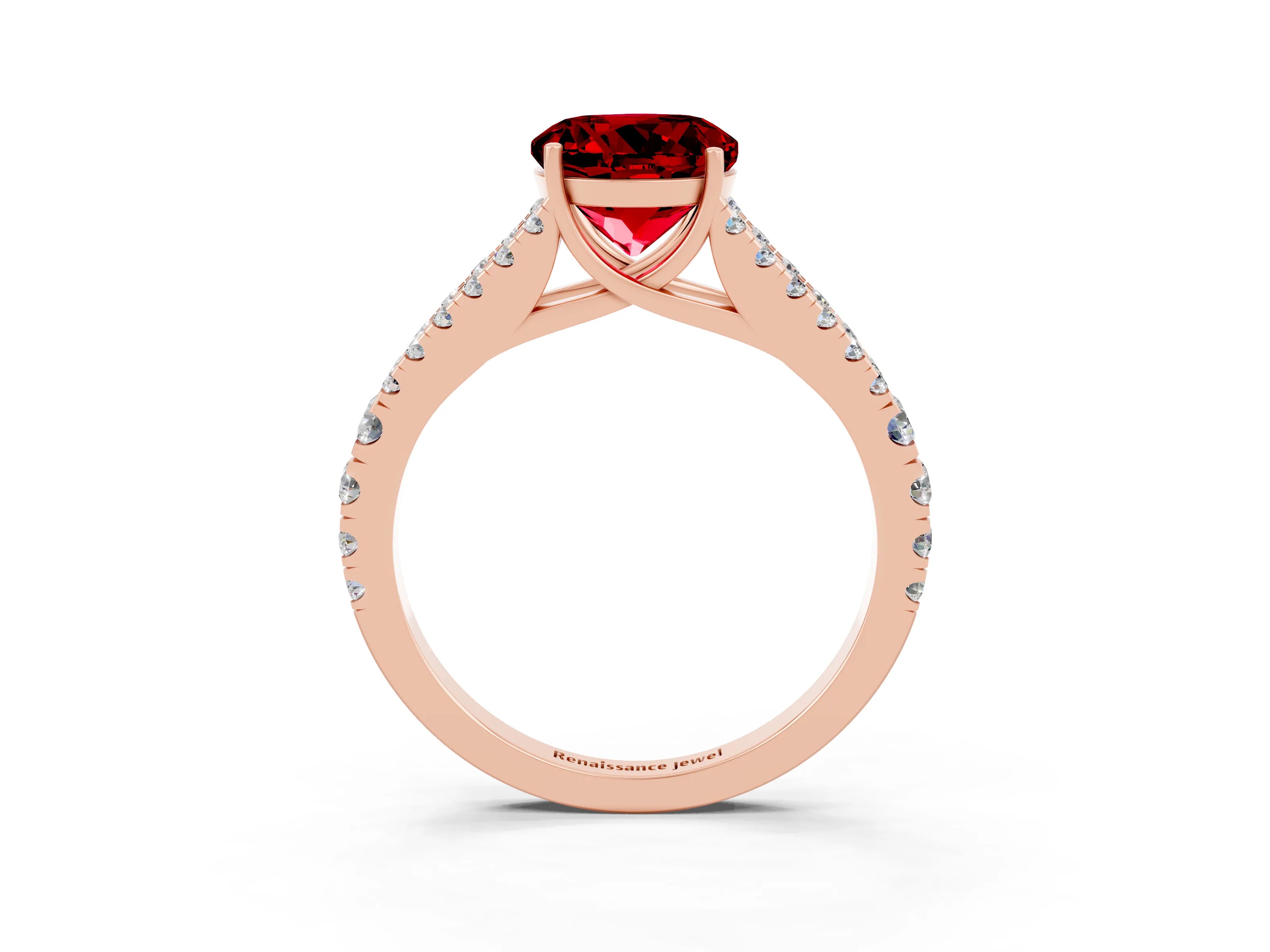 Rose gold Round Cut Cut Split Shank Pave Diamond Engagement Ring with Four-Prong Setting_3