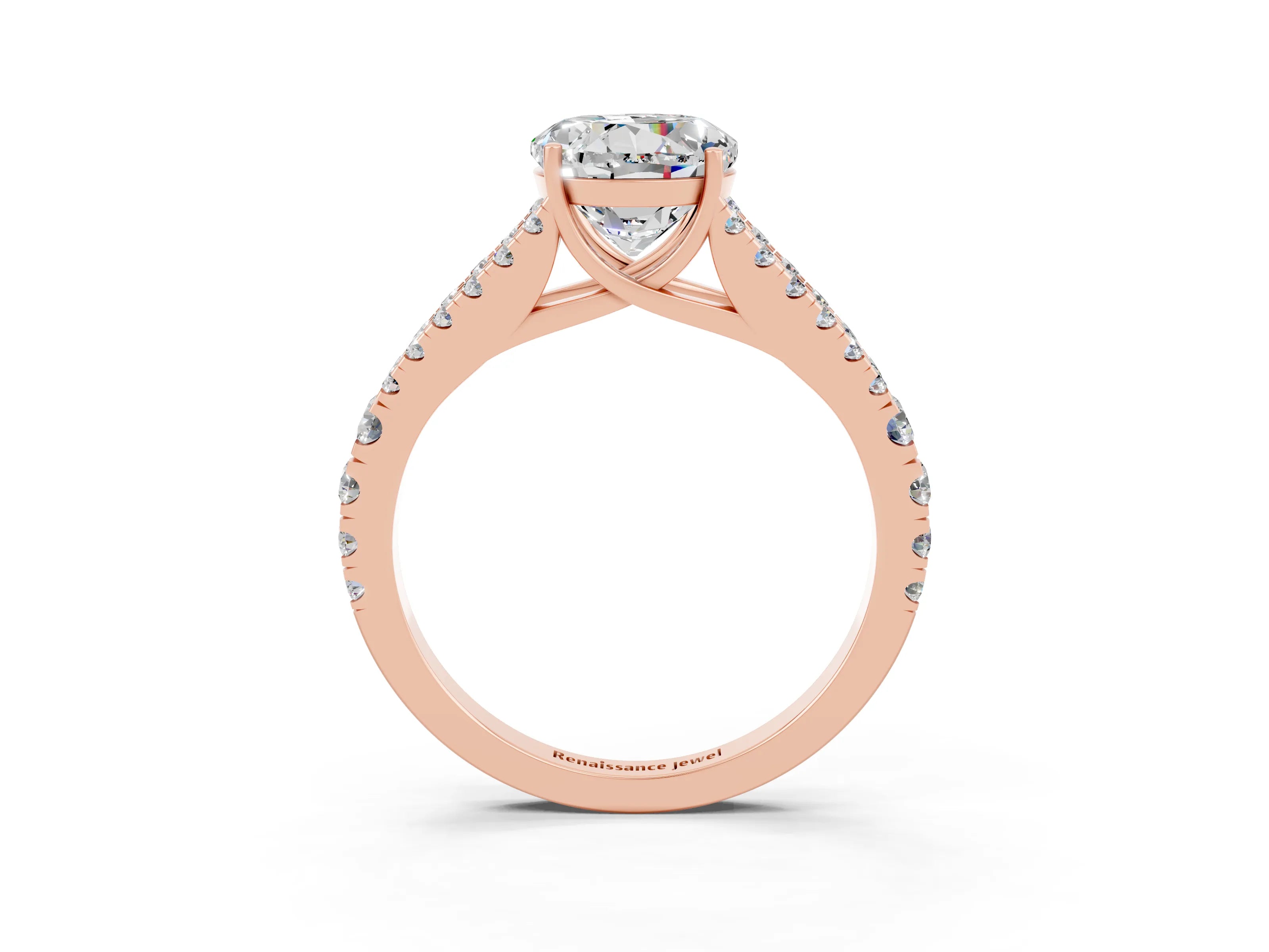 Rose gold Round Cut Cut Split Shank Pave Diamond Engagement Ring with Four-Prong Setting_3