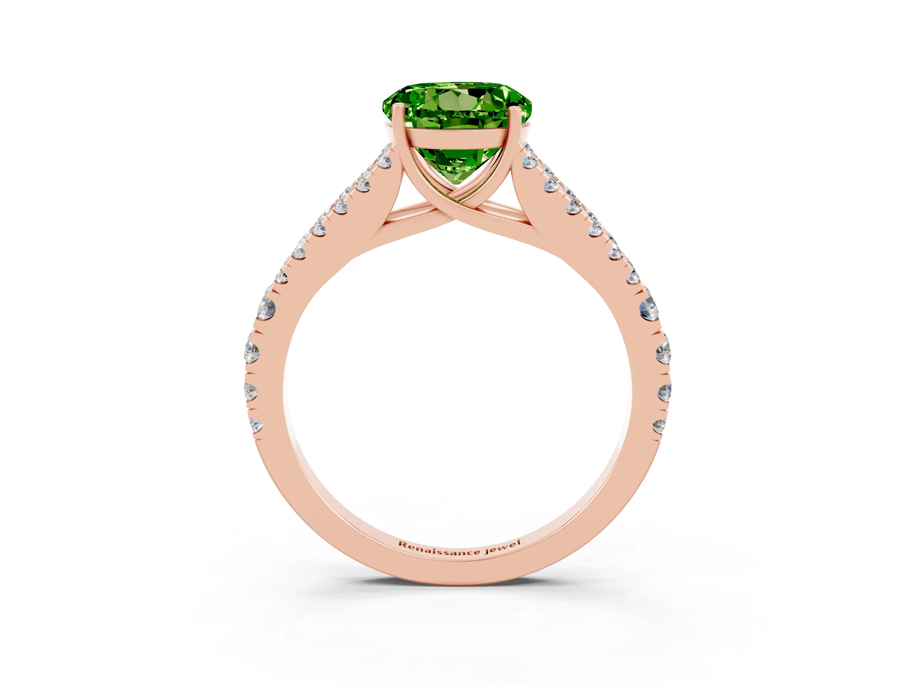 Rose gold Round Cut Cut Split Shank Pave Diamond Engagement Ring with Four-Prong Setting_3