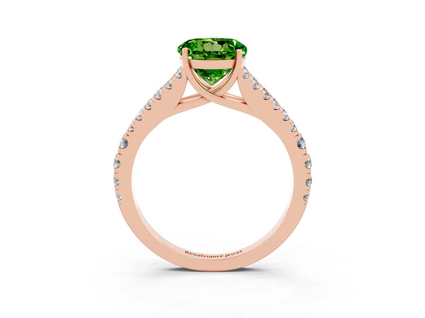 Rose gold Round Cut Cut Split Shank Pave Diamond Engagement Ring with Four-Prong Setting