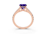 Rose gold Round Cut Cut Split Shank Pave Diamond Engagement Ring with Four-Prong Setting_3