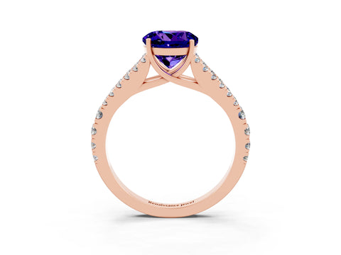 Rose gold Round Cut Cut Split Shank Pave Diamond Engagement Ring with Four-Prong Setting_3