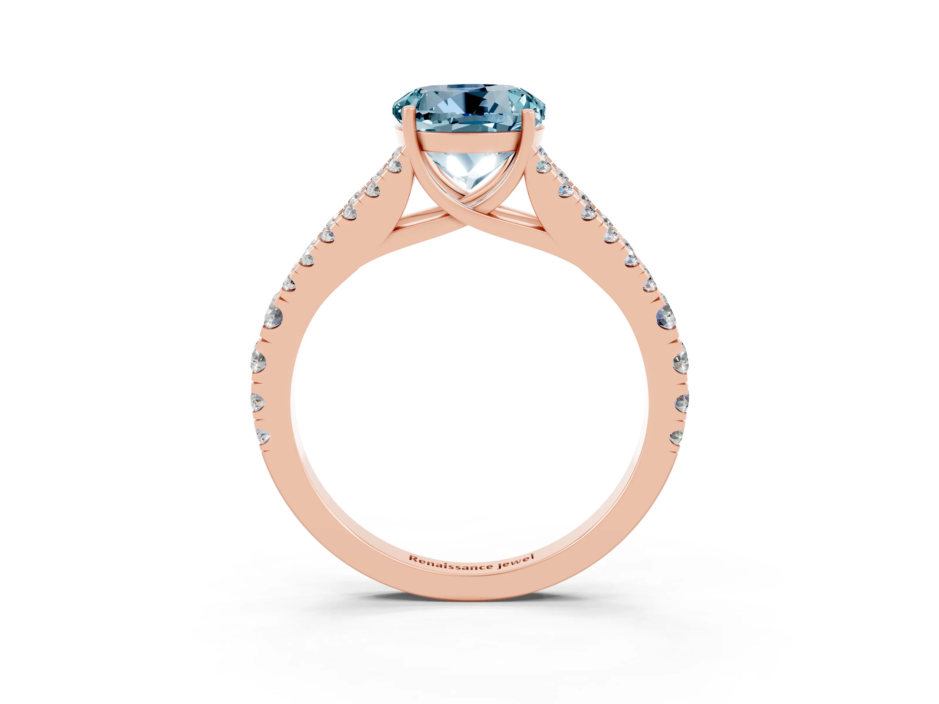 Rose gold Round Cut Cut Split Shank Pave Diamond Engagement Ring with Four-Prong Setting_3