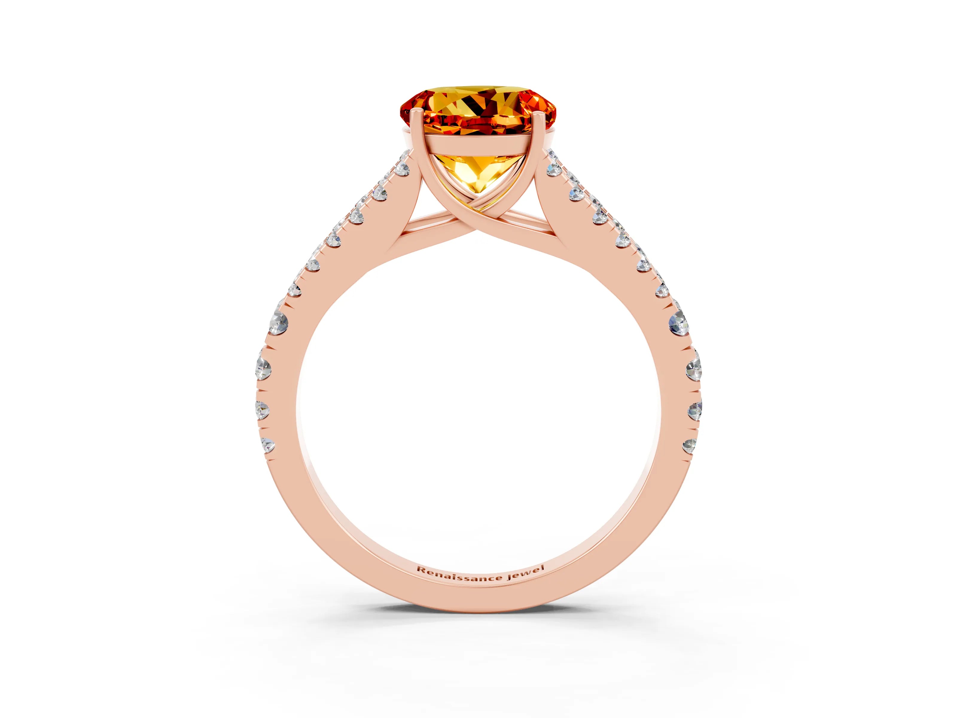 Rose gold Round Cut Cut Split Shank Pave Diamond Engagement Ring with Four-Prong Setting_3