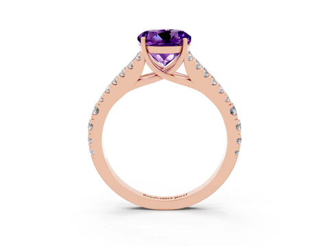 Rose gold Round Cut Cut Split Shank Pave Diamond Engagement Ring with Four-Prong Setting_3