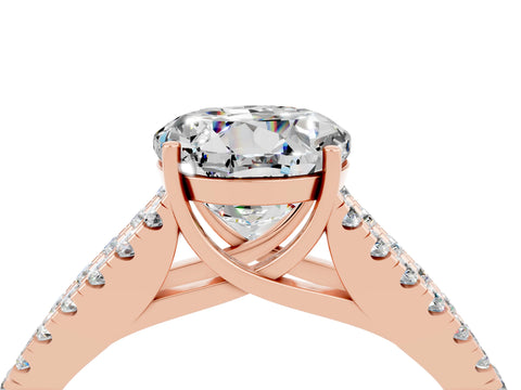 Rose gold Round Cut Cut Split Shank Pave Diamond Engagement Ring with Four-Prong Setting_4