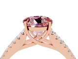 Rose gold Round Cut Cut Split Shank Pave Diamond Engagement Ring with Four-Prong Setting_4