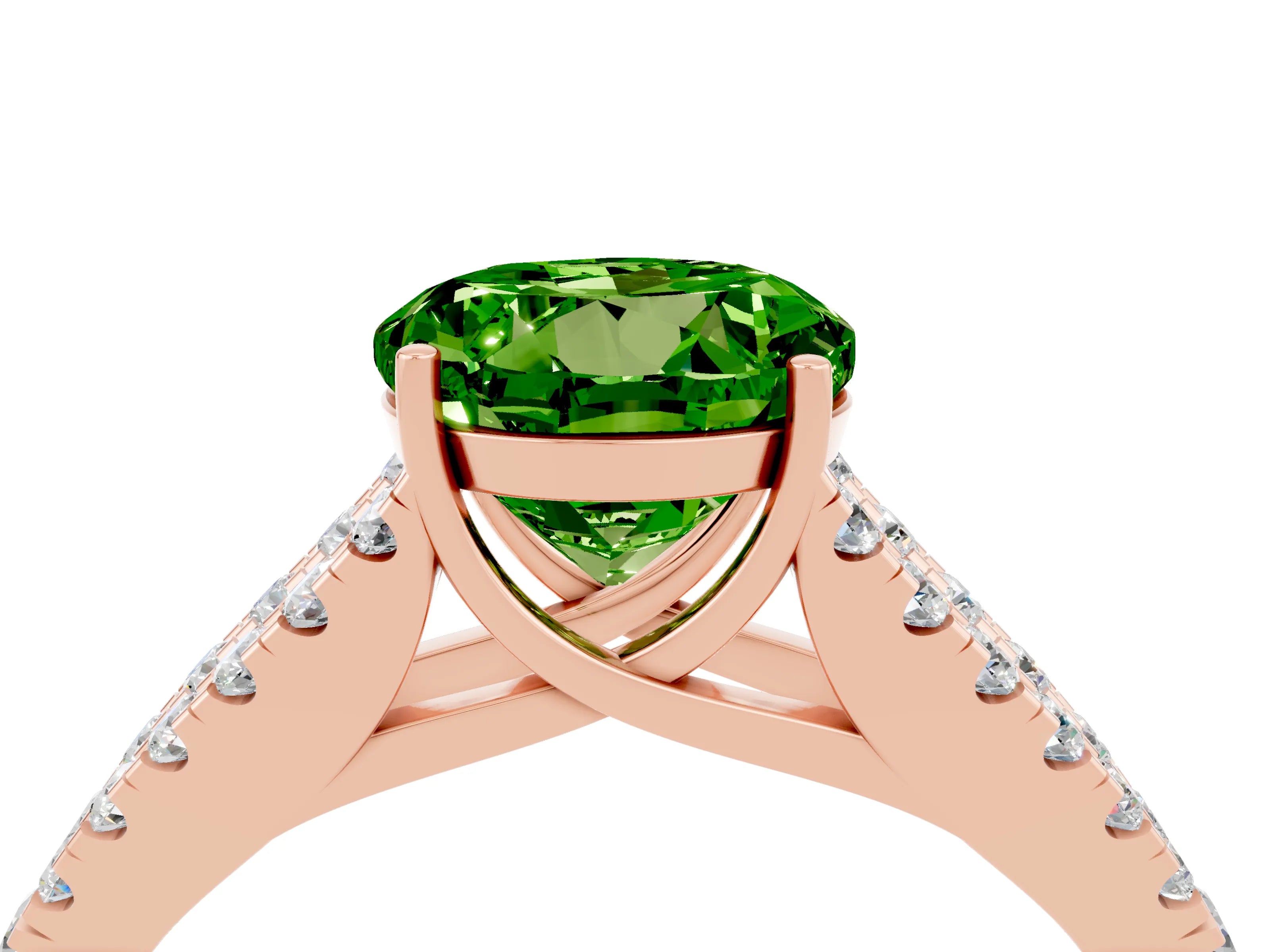 Rose gold Round Cut Cut Split Shank Pave Diamond Engagement Ring with Four-Prong Setting_4