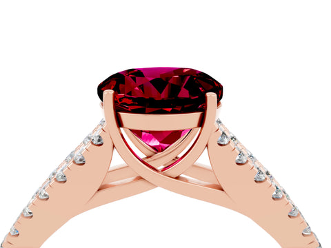 Rose gold Round Cut Cut Split Shank Pave Diamond Engagement Ring with Four-Prong Setting_4