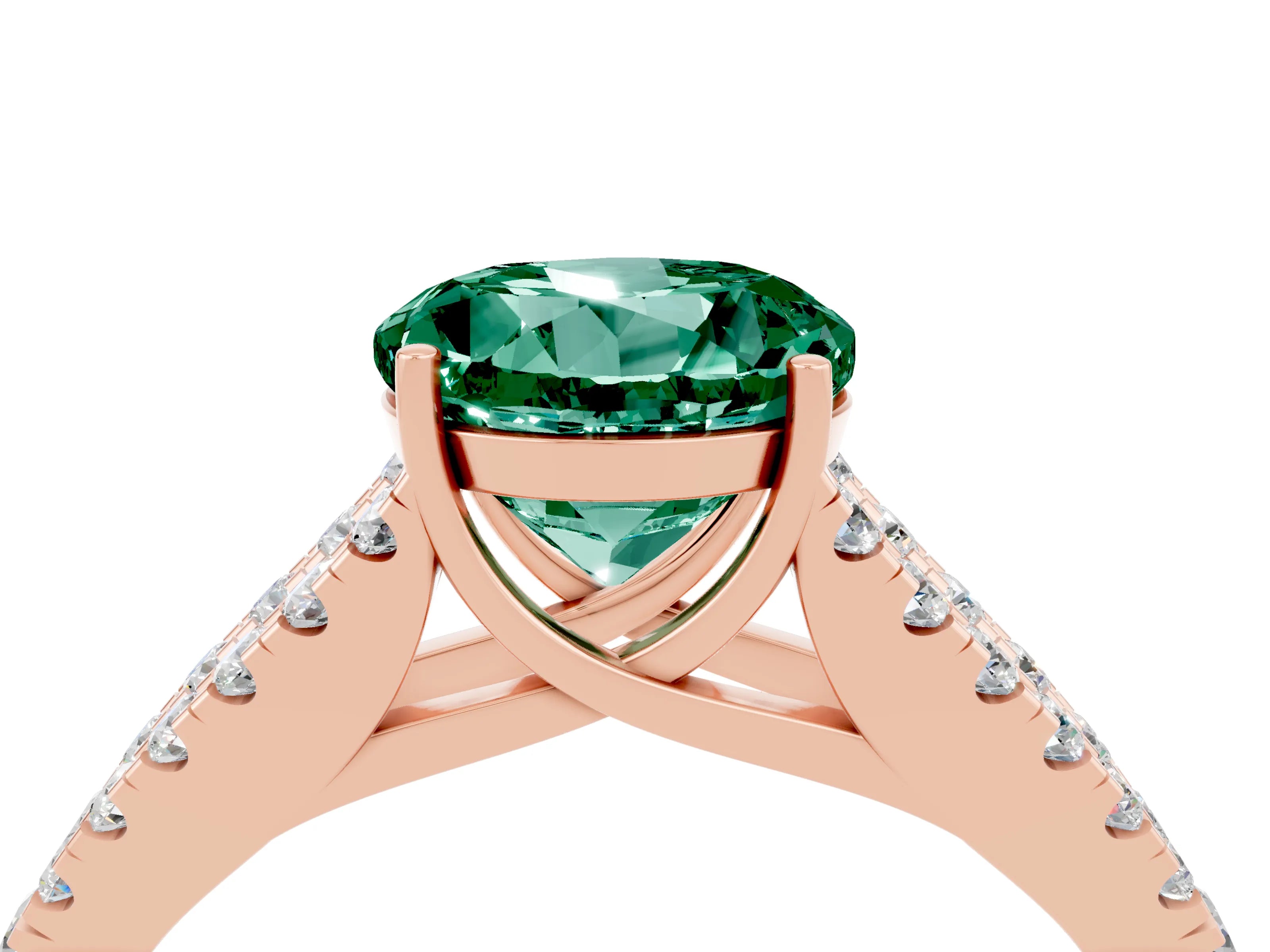 Rose gold Round Cut Cut Split Shank Pave Diamond Engagement Ring with Four-Prong Setting_4