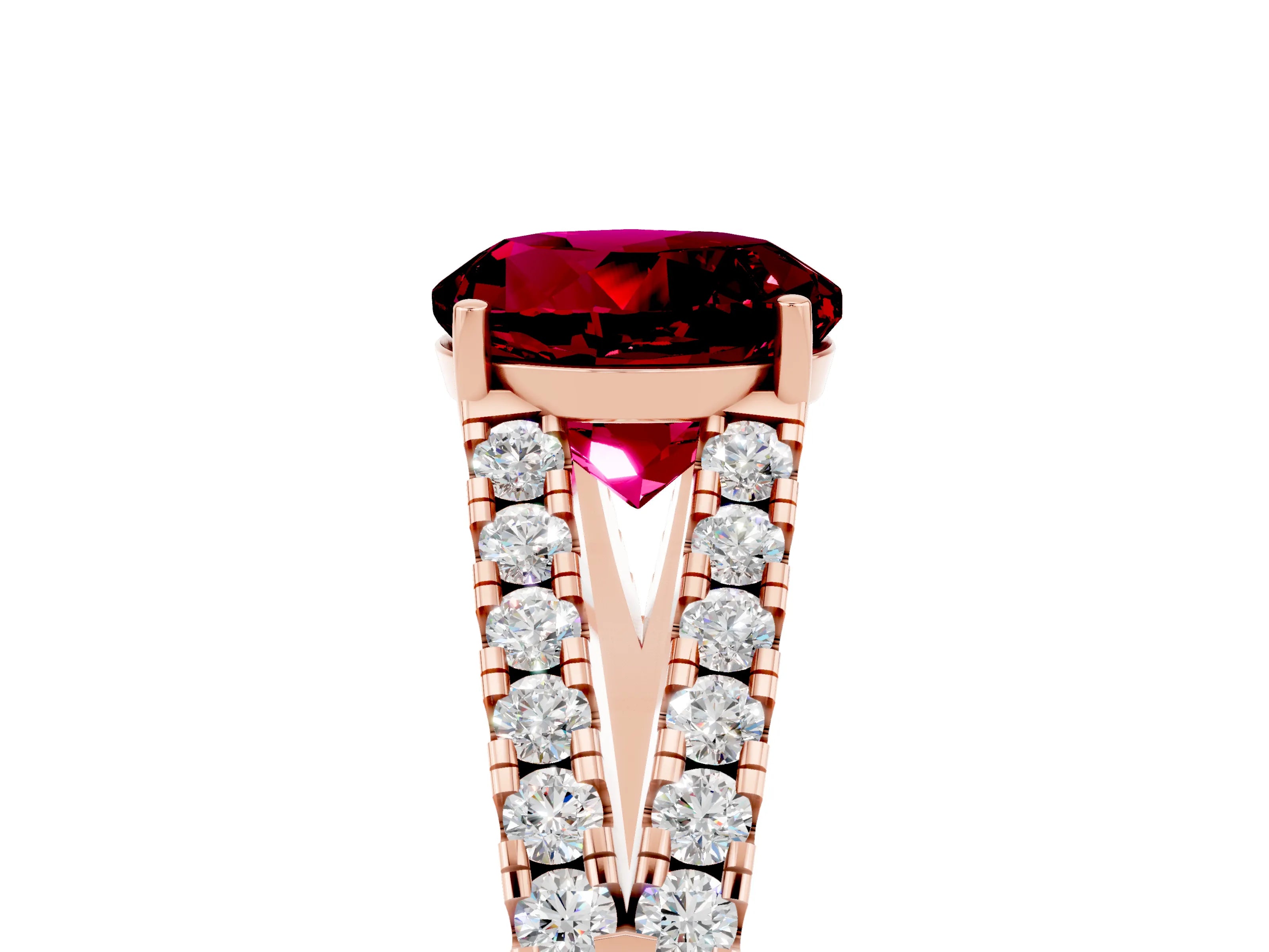 Rose gold Round Cut Cut Split Shank Pave Diamond Engagement Ring with Four-Prong Setting_5