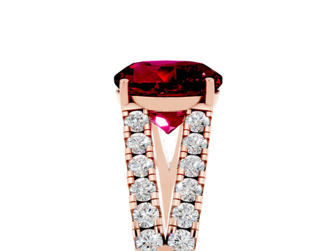 Rose gold Round Cut Cut Split Shank Pave Diamond Engagement Ring with Four-Prong Setting_5