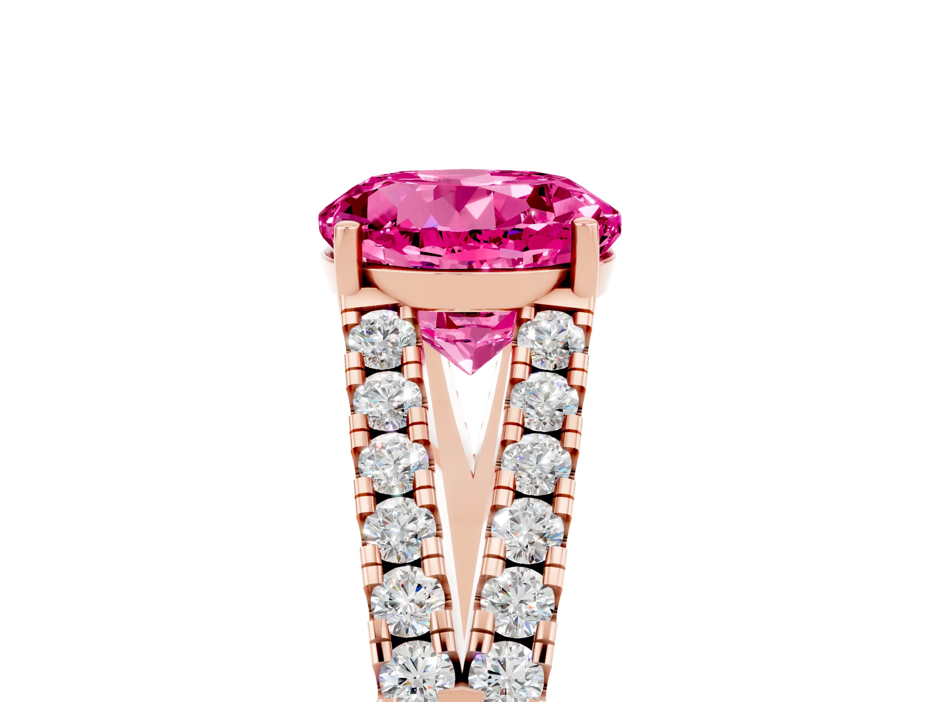 Rose gold Round Cut Cut Split Shank Pave Diamond Engagement Ring with Four-Prong Setting_5