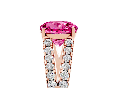 Rose gold Round Cut Cut Split Shank Pave Diamond Engagement Ring with Four-Prong Setting_5