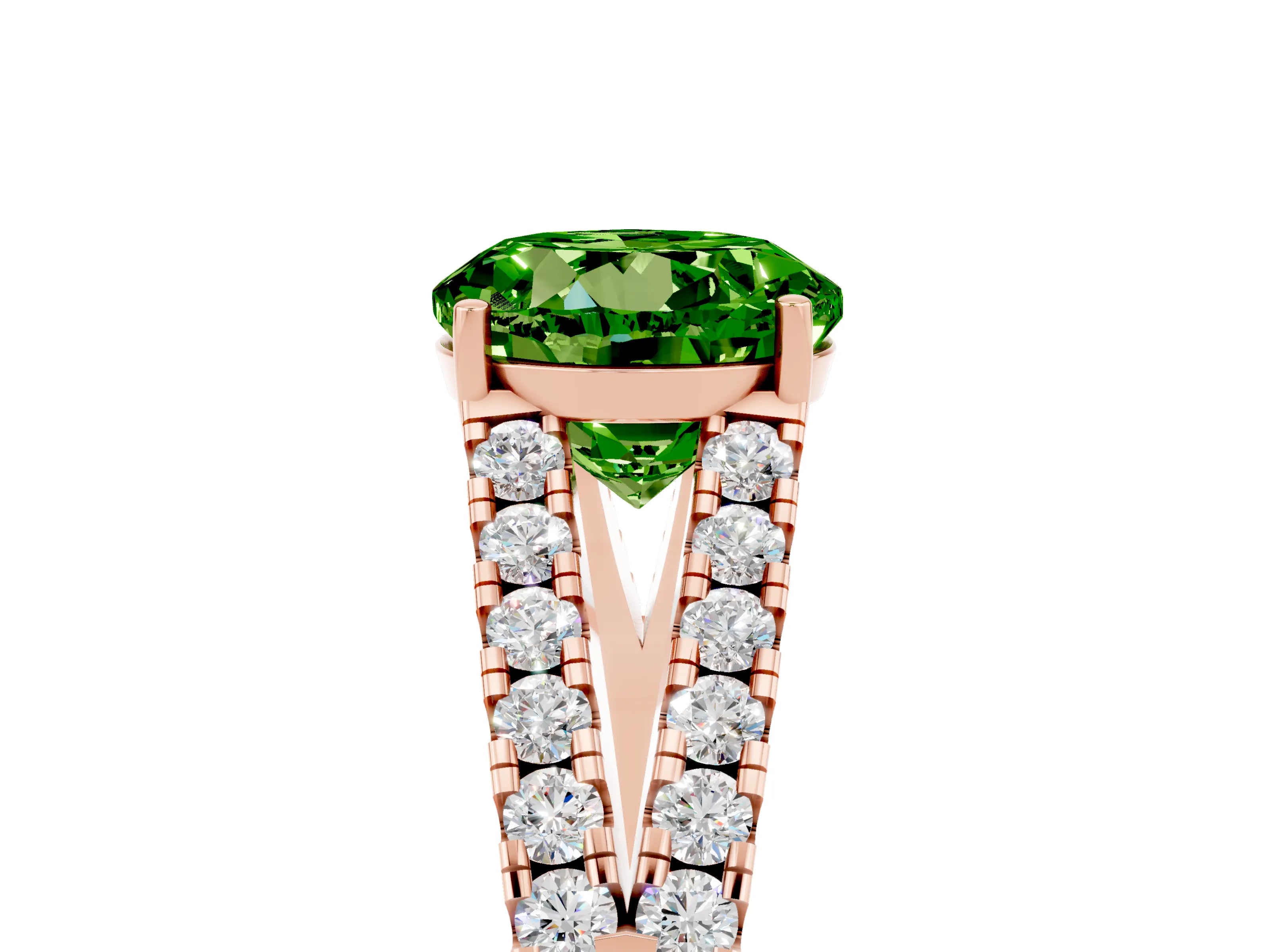 Rose gold Round Cut Cut Split Shank Pave Diamond Engagement Ring with Four-Prong Setting_5