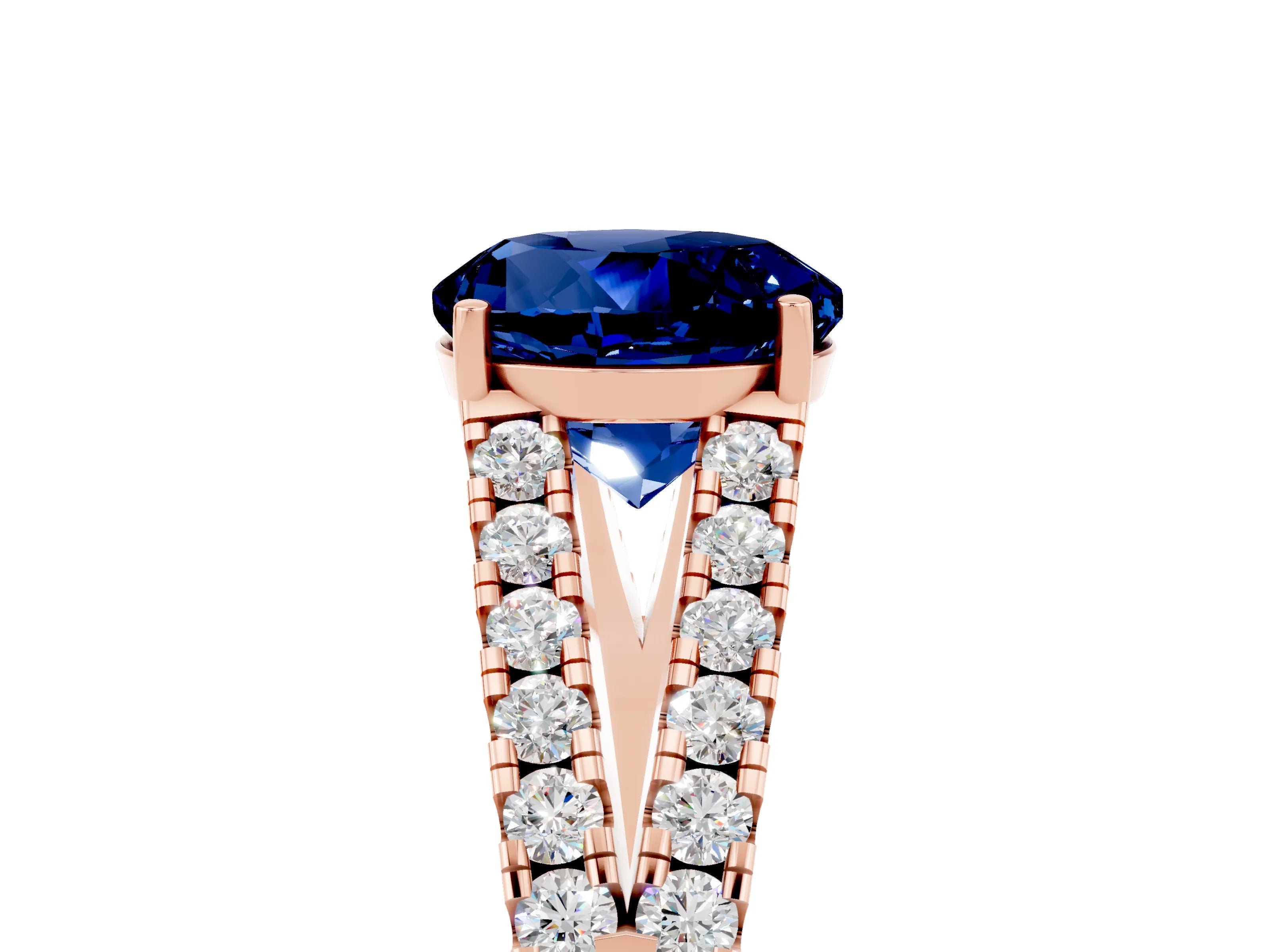 Rose gold Round Cut Cut Split Shank Pave Diamond Engagement Ring with Four-Prong Setting_5
