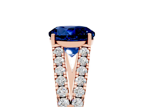 Rose gold Round Cut Cut Split Shank Pave Diamond Engagement Ring with Four-Prong Setting_5