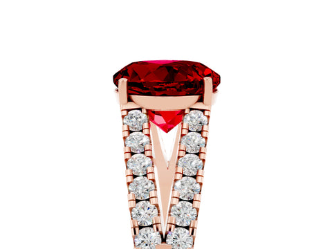 Rose gold Round Cut Cut Split Shank Pave Diamond Engagement Ring with Four-Prong Setting_5