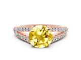 Rose gold Round Cut Cut Split Shank Pave Diamond Engagement Ring with Four-Prong Setting