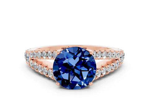 Rose gold Round Cut Cut Split Shank Pave Diamond Engagement Ring with Four-Prong Setting