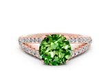 Rose gold Round Cut Cut Split Shank Pave Diamond Engagement Ring with Four-Prong Setting
